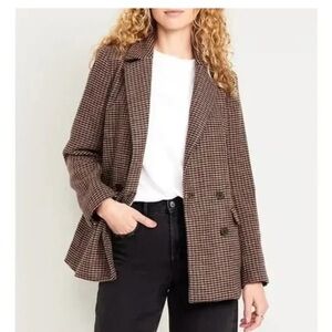 NWT Old Navy Double-Breasted Plaid Blazer